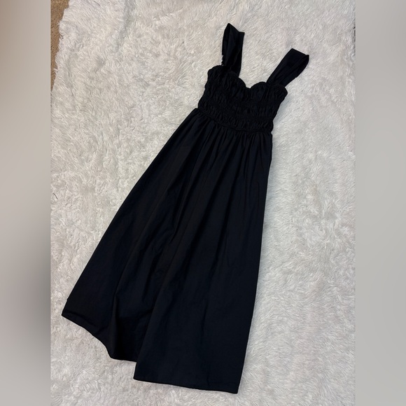 Staud Ida Smocked Midi Dress Black - Picture 2 of 5